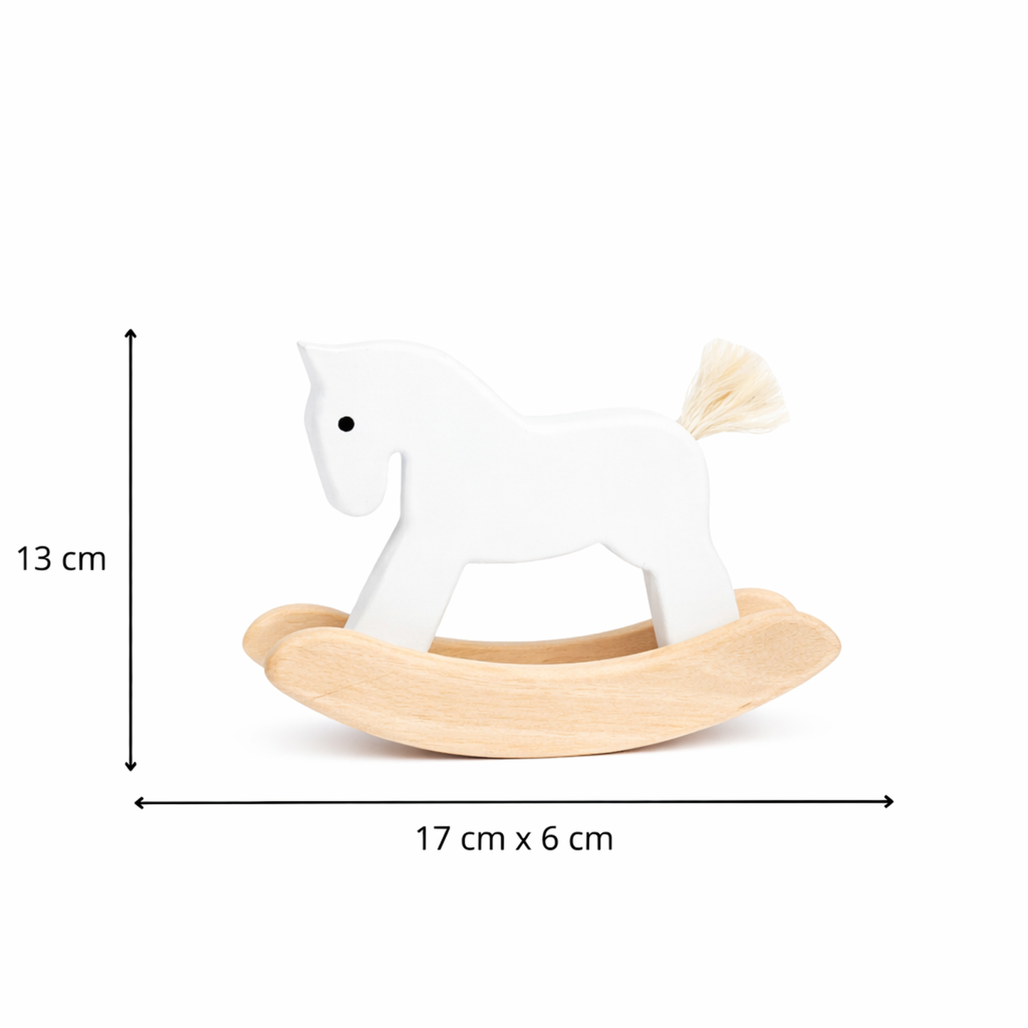 Parvus cavallo a dondolo bianco in legno - giocattolo per bambini TheWickerStories