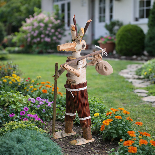 wooden decorative figurine made from birch for the garden