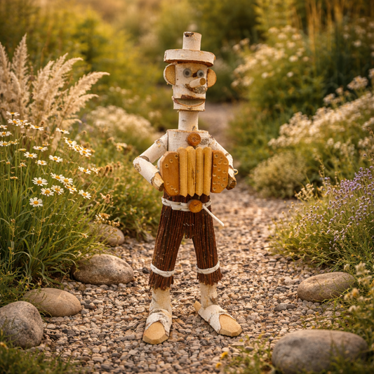 wooden decorative birch figurine for the garden – handmade garden decoration that complements wicker and rattan décor