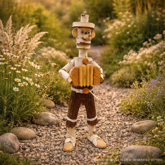 wooden decorative birch figurine for the garden – handmade garden decoration that complements wicker and rattan décor