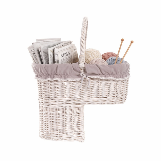 wicker stair basket with beige lining