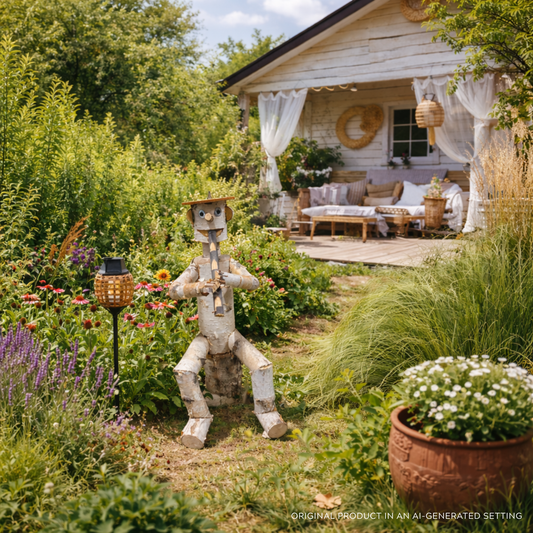 wooden decorative birch figurine for the garden
