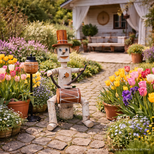 handcrafted birch decorative figurine for the garden by