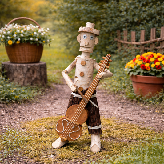 decorative wooden figurine made of birch for the garden