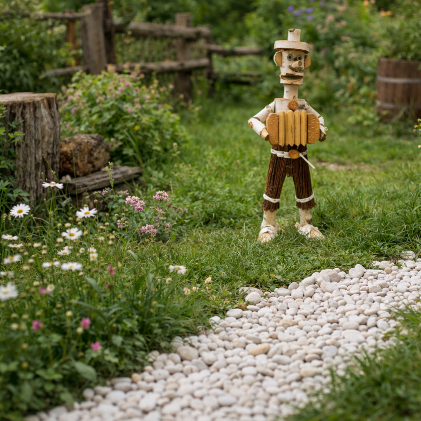 Lignum dřevěná dekorativní figurka z břízy do zahrady – ručně vyrobená zahradní dekorace, vhodná k aranžmá z proutí TheWickerStories