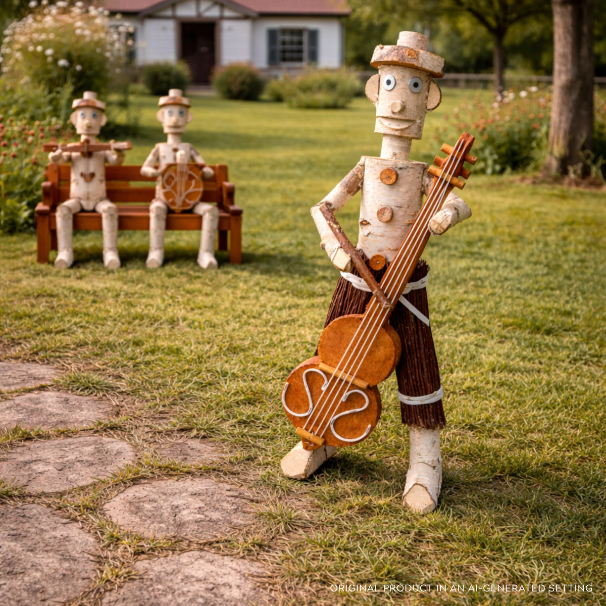 Lignum figurina decorativă din lemn de mesteacăn pentru grădină TheWickerStories