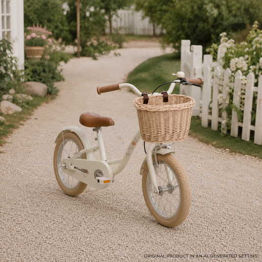 Paulus wicker bike basket for kids, small bicycle basket with leather straps TheWickerStories