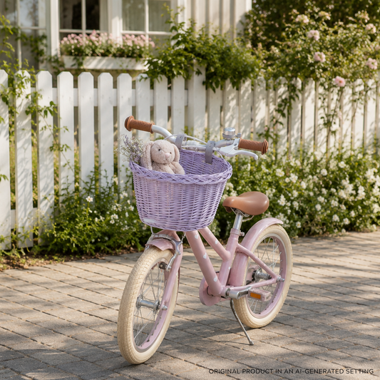 Paulus wicker bike basket for children, small bicycle basket with leather straps TheWickerStories