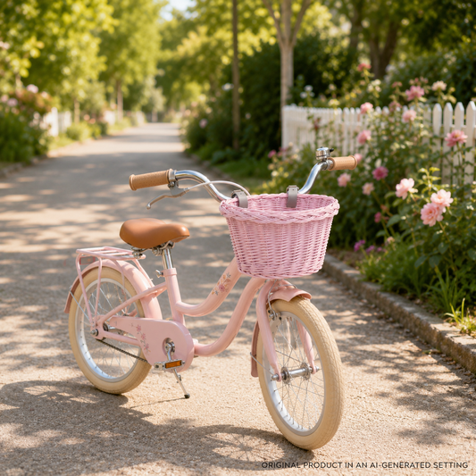 Paulus wicker bike basket for kids, small bicycle basket with leather straps TheWickerStories