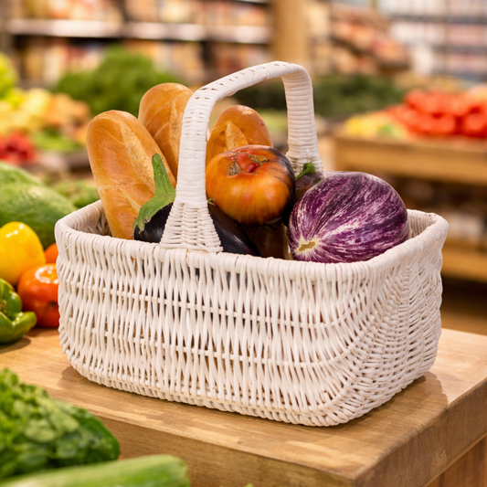 wicker basket with handle