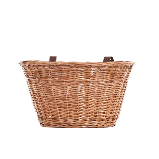 wicker bicycle basket with eco-leather straps
