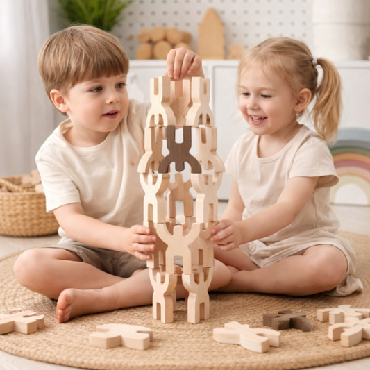 figurines en bois – jouet d'empilage et d'équilibre
