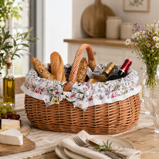 Wendissa cesta porta-spesa in vimini, cesto per funghi e picnic, cesto regalo decorativo con rifinitura TheWickerStories