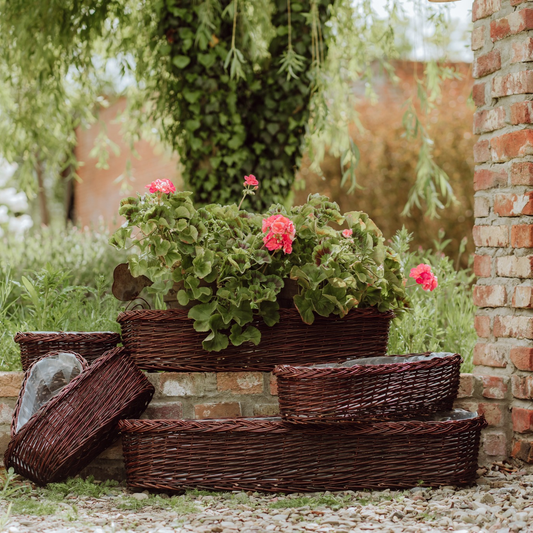 wicker planter covers with foil liner, set of 3.