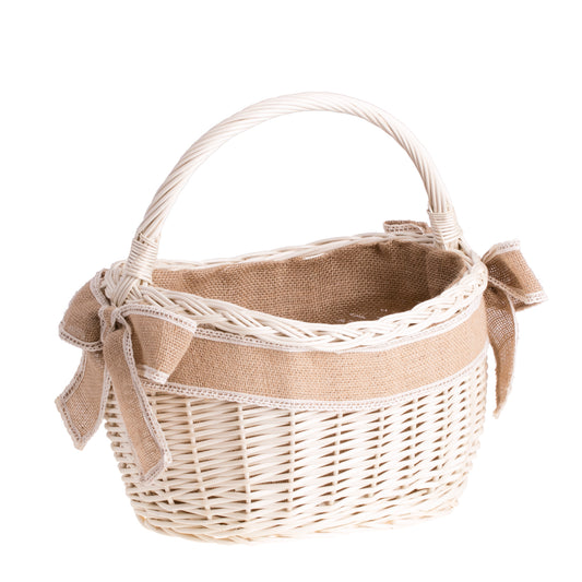 Wavellia Rieten boodschappenmand met jute afwerking en handvat