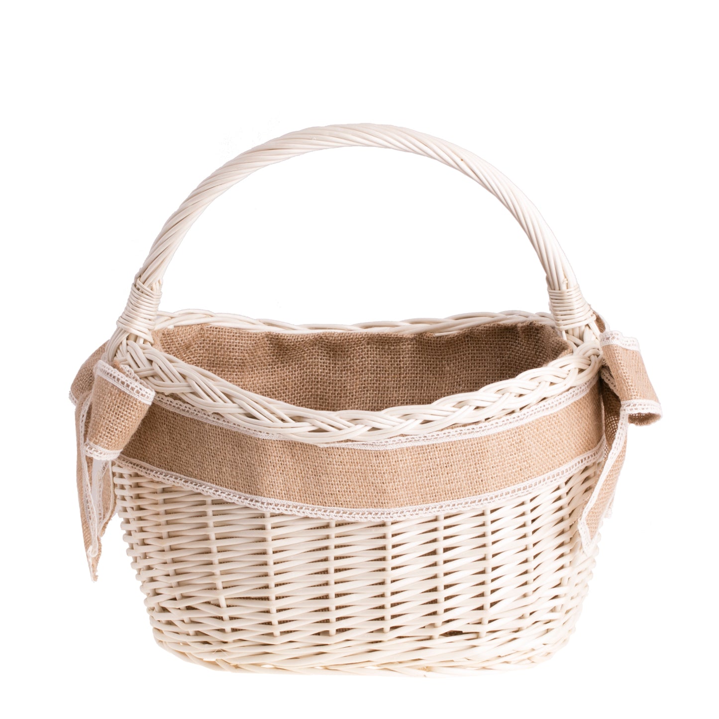 Wavellia Rieten boodschappenmand met jute afwerking en handvat