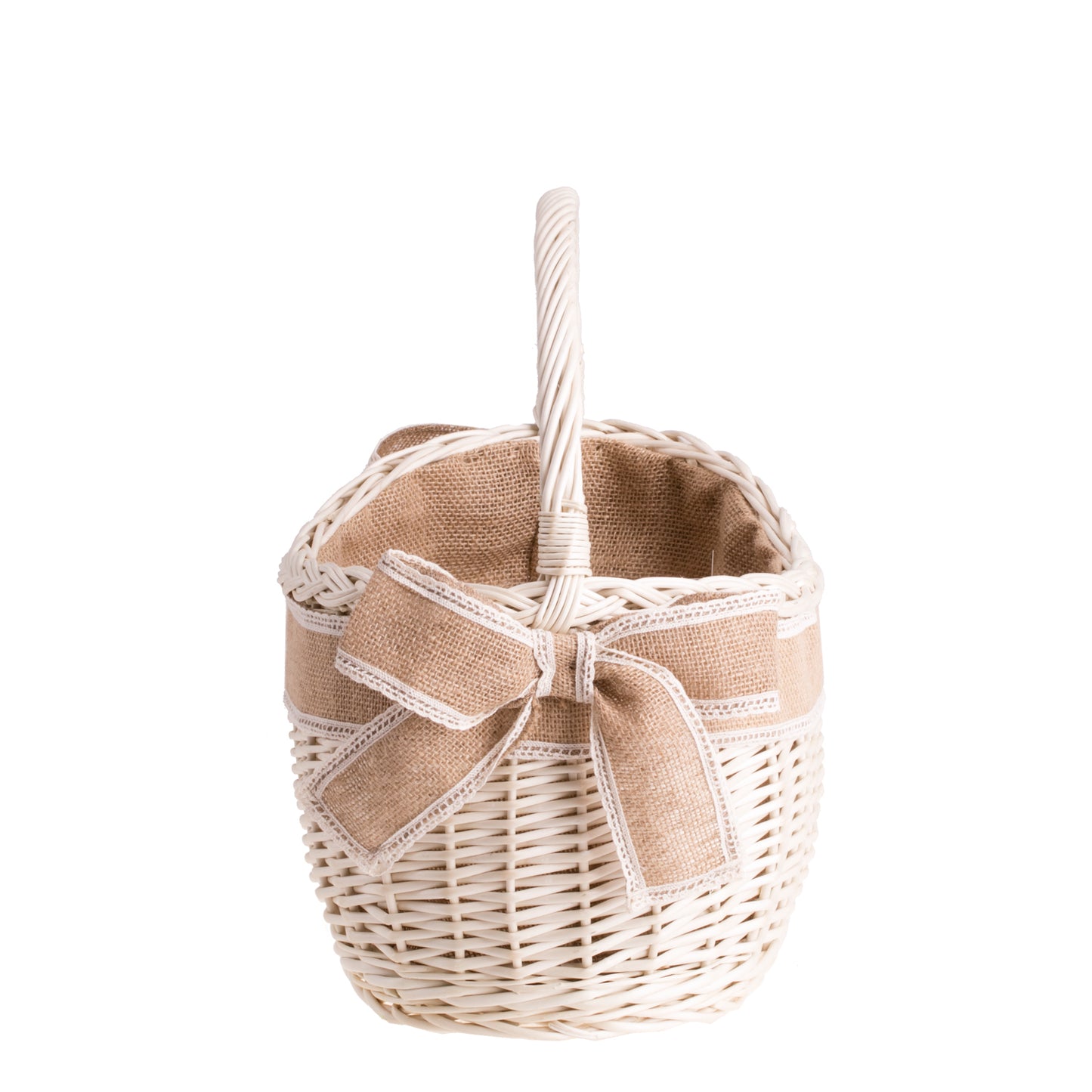 Wavellia Rieten boodschappenmand met jute afwerking en handvat