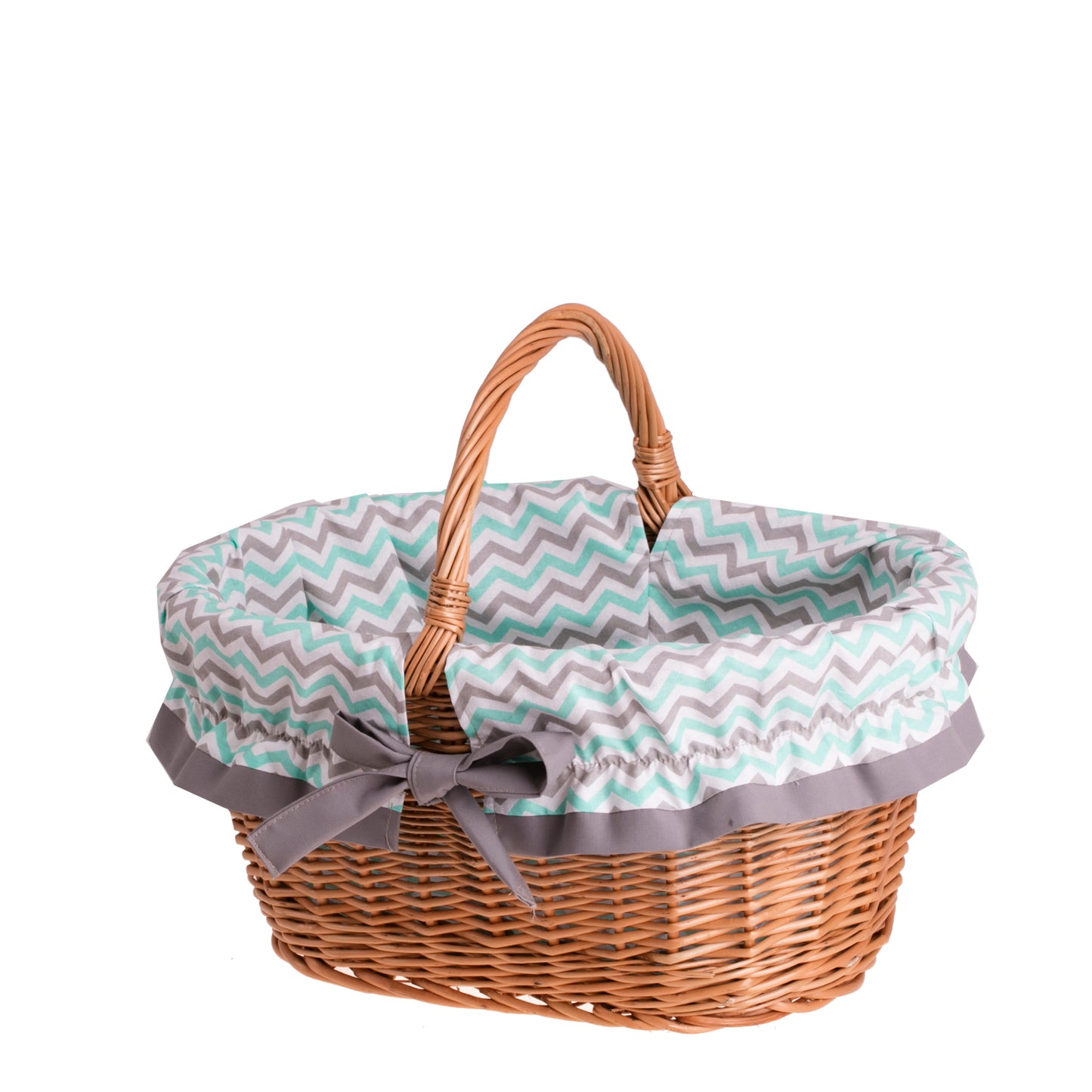 Walerissa shopping basket with wicker handle and grey lining TheWickerStories