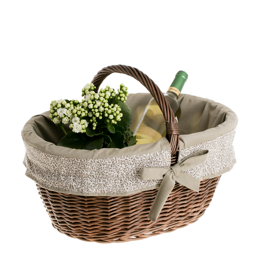 Walerissa gevlochten boodschappenkorf met beige afwerking en handvat