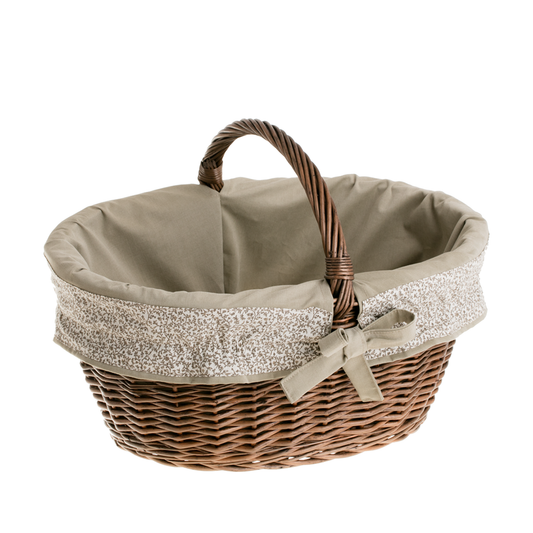 Walerissa gevlochten boodschappenkorf met beige afwerking en handvat
