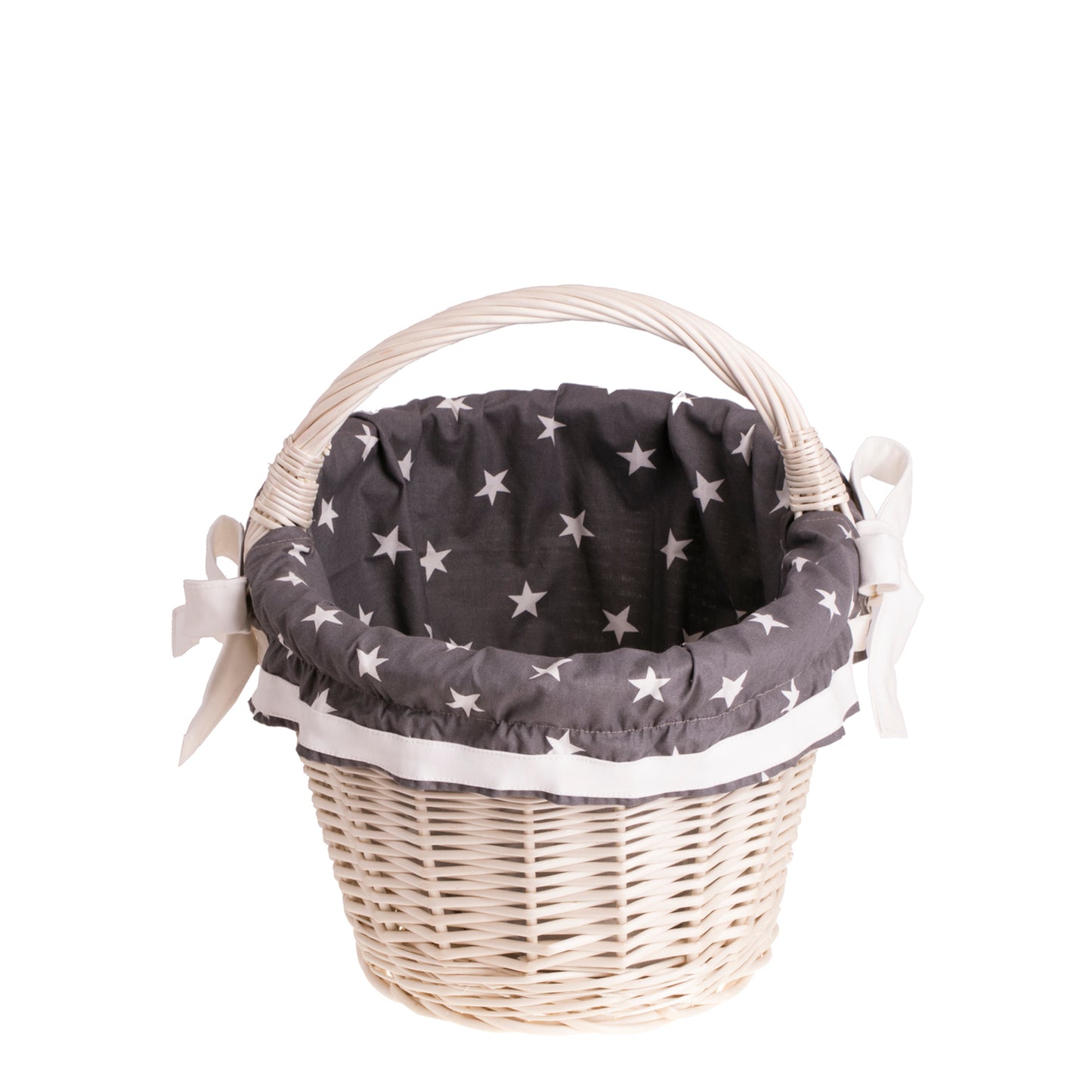 Walerissa shopping basket with wicker handle and grey lining TheWickerStories