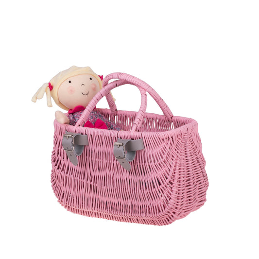 wicker bike basket for kids with straps and handles for handlebars