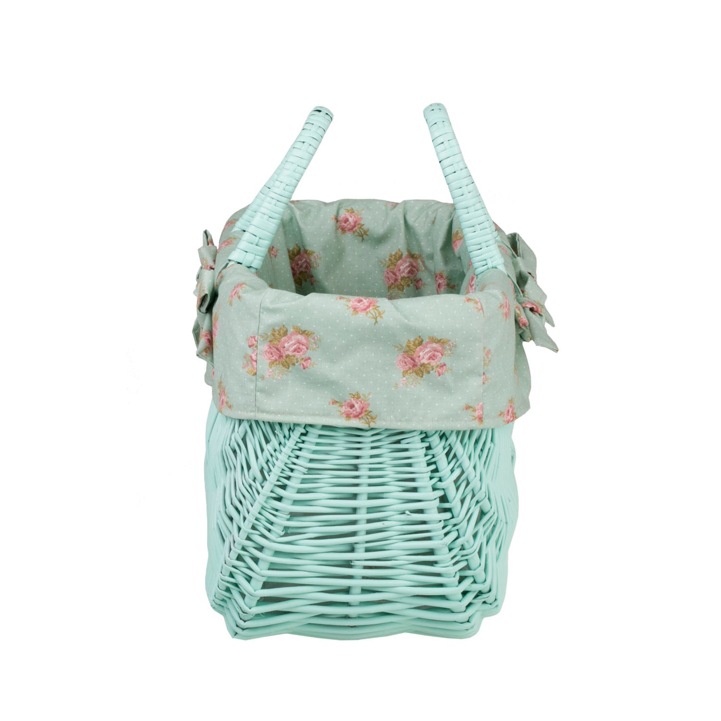 Werlissa wicker shopping basket with mint lining and handles TheWickerStories