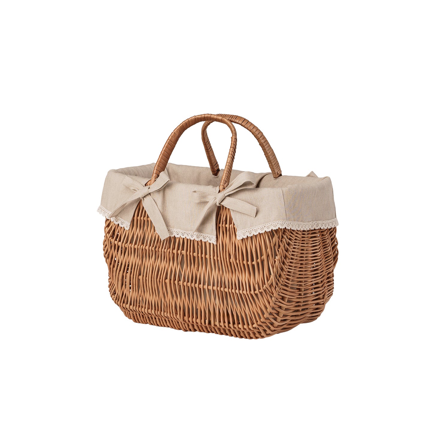 Werlissa ψάθινο καλάθι με μπεζ τελείωμα και χερούλια TheWickerStories