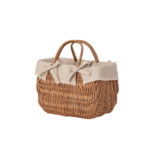 Werlissa ψάθινο καλάθι με μπεζ τελείωμα και χερούλια TheWickerStories