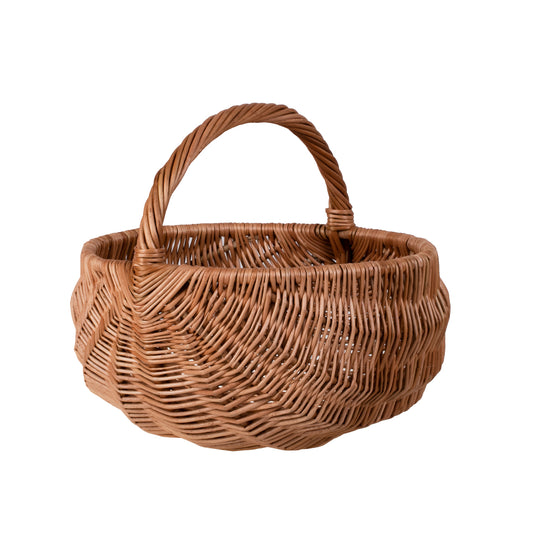 Voravia Rieten boodschappen- en tuinmand met handvat, set van 2