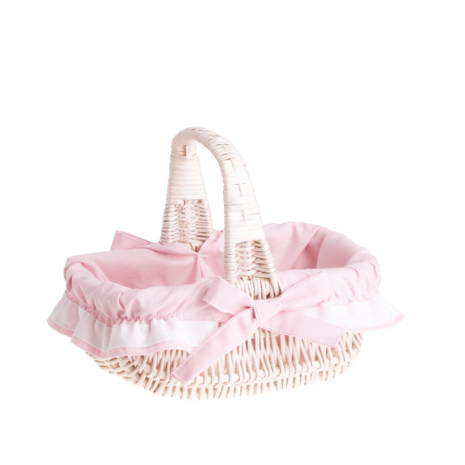 Willesia gevlochten paasmandje voor de zegening met roze afwerking en handvat TheWickerStories