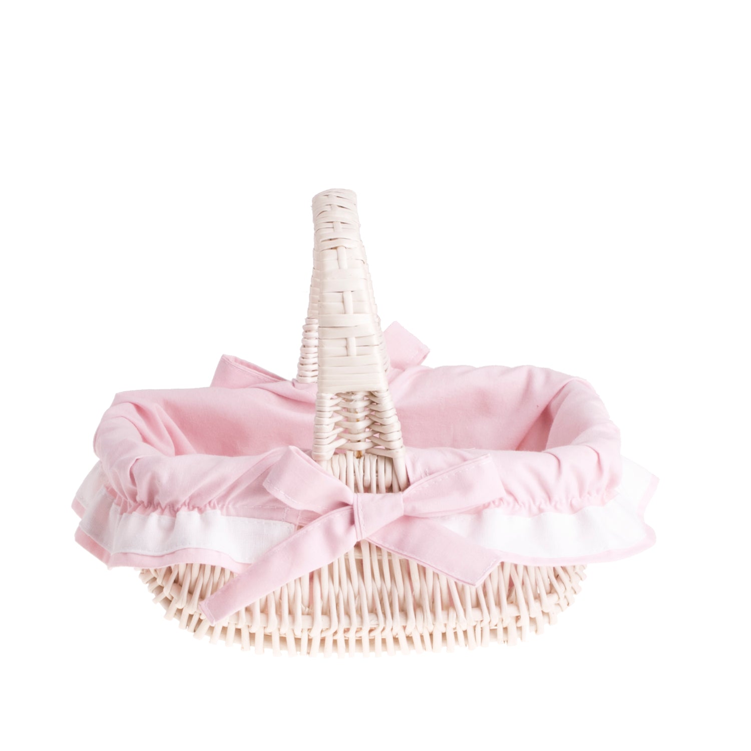 Willesia gevlochten paasmandje voor de zegening met roze afwerking en handvat TheWickerStories