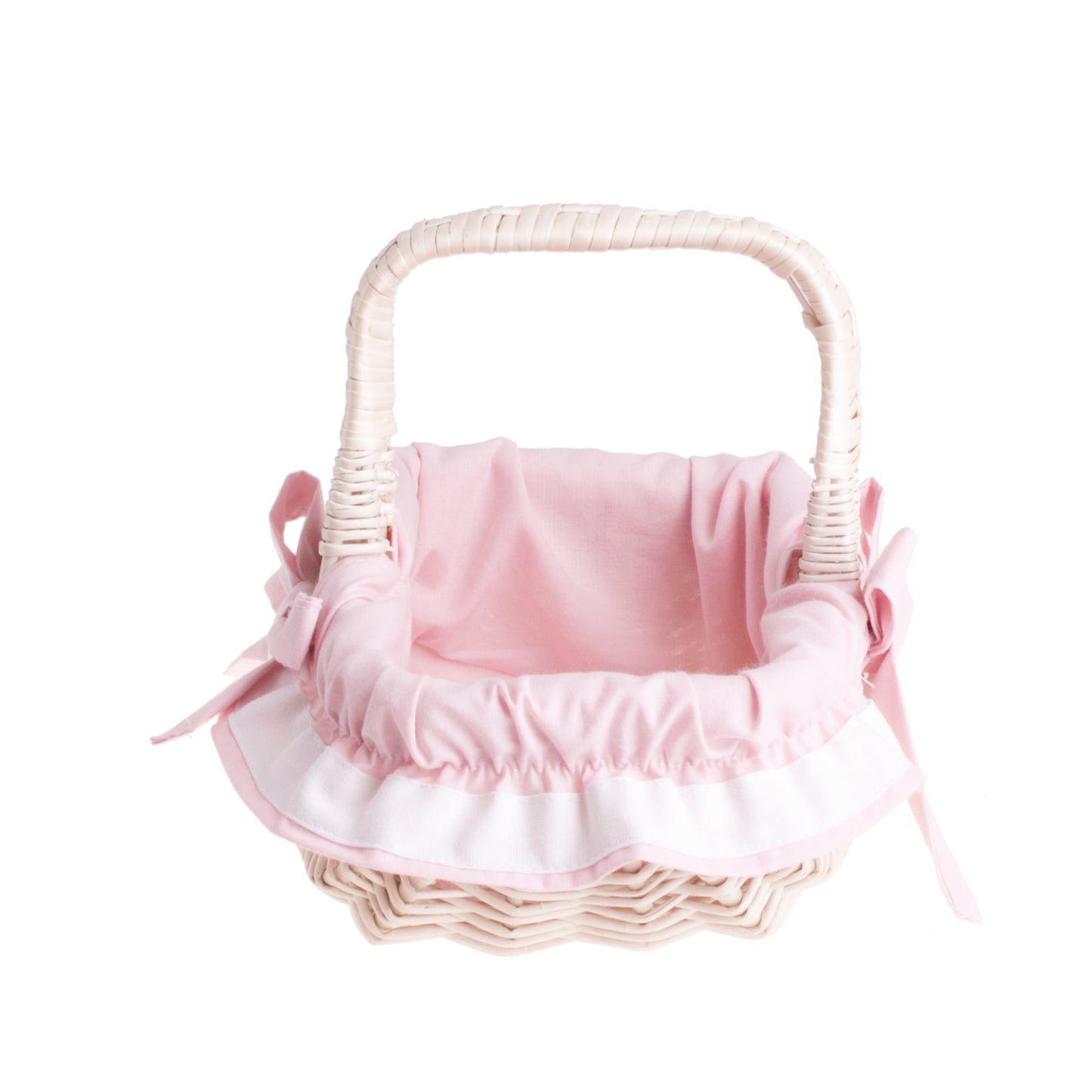Willesia gevlochten paasmandje voor de zegening met roze afwerking en handvat TheWickerStories