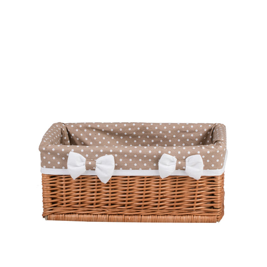 Nova Rieten opbergmand met beige afwerking en strikjes