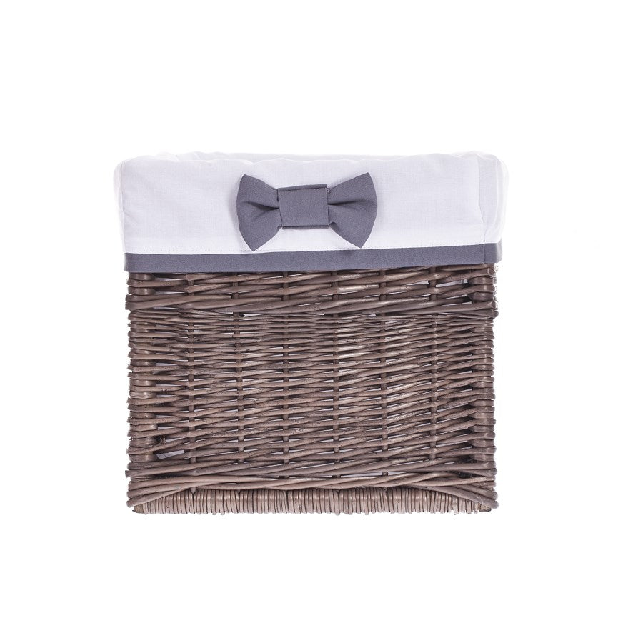 opbergmand van riet voor in een rek, met witte bies, set van 3