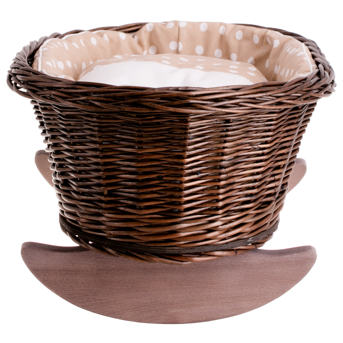 Mimi wicker cradle for dolls with beige lining, pillow and duvet TheWickerStories