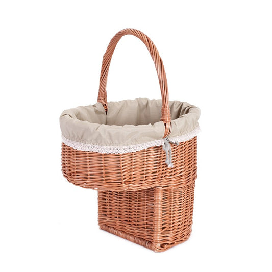 Ovis panier en osier pour escaliers avec doublure beige