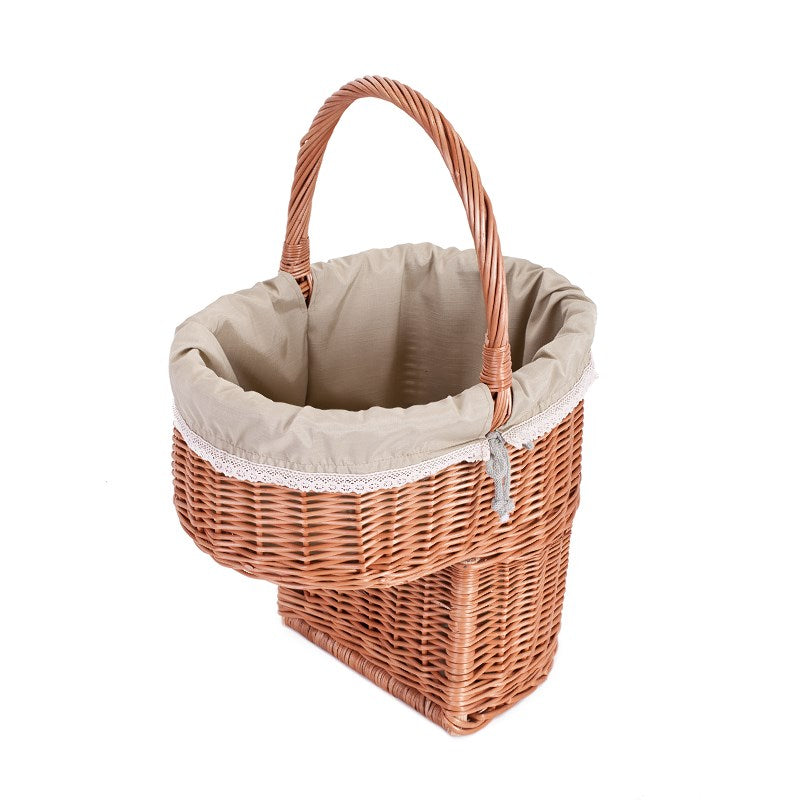 Ovis panier en osier pour escaliers avec doublure beige