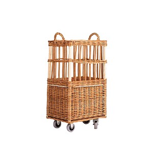 Rinora wicker baguette basket with wheels