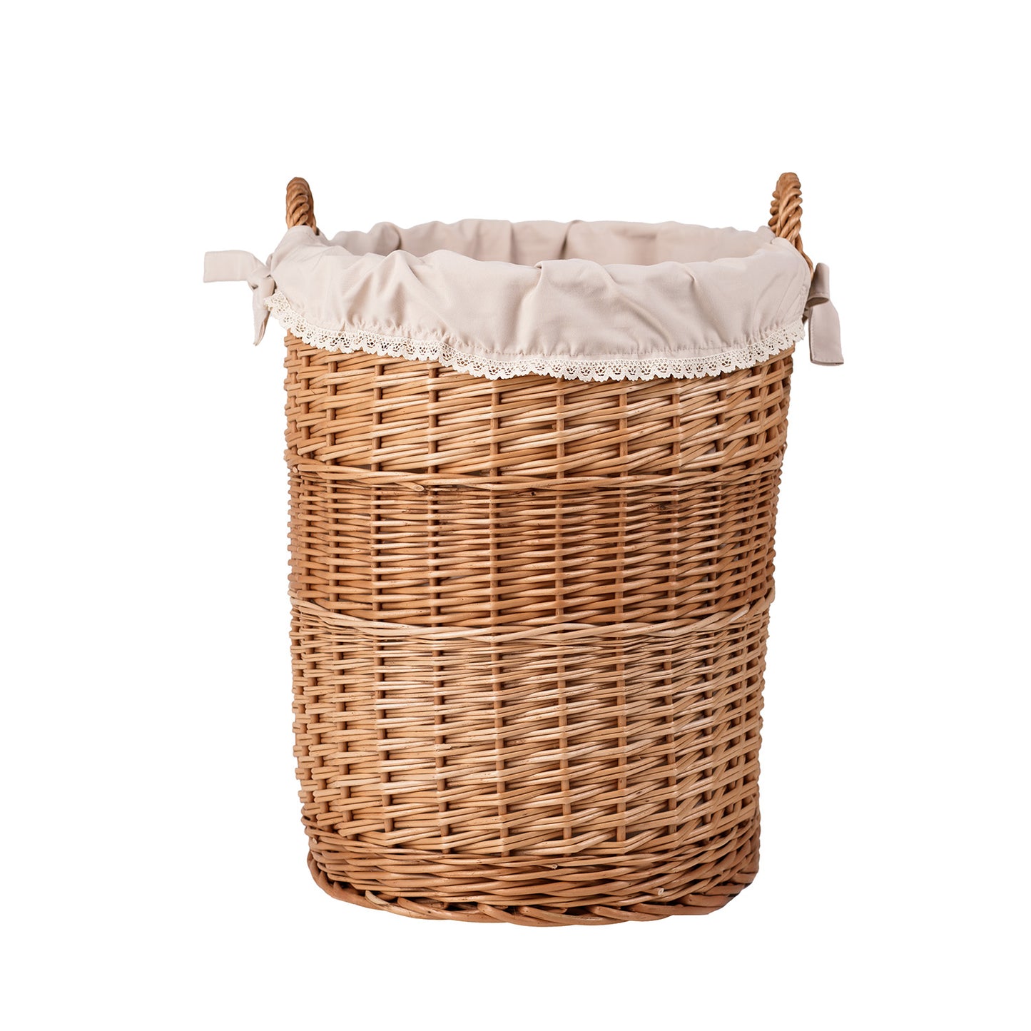 Celia διακοσμητικό καλάθι από ψάθα για αποθήκευση με μπεζ επένδυση TheWickerStories
