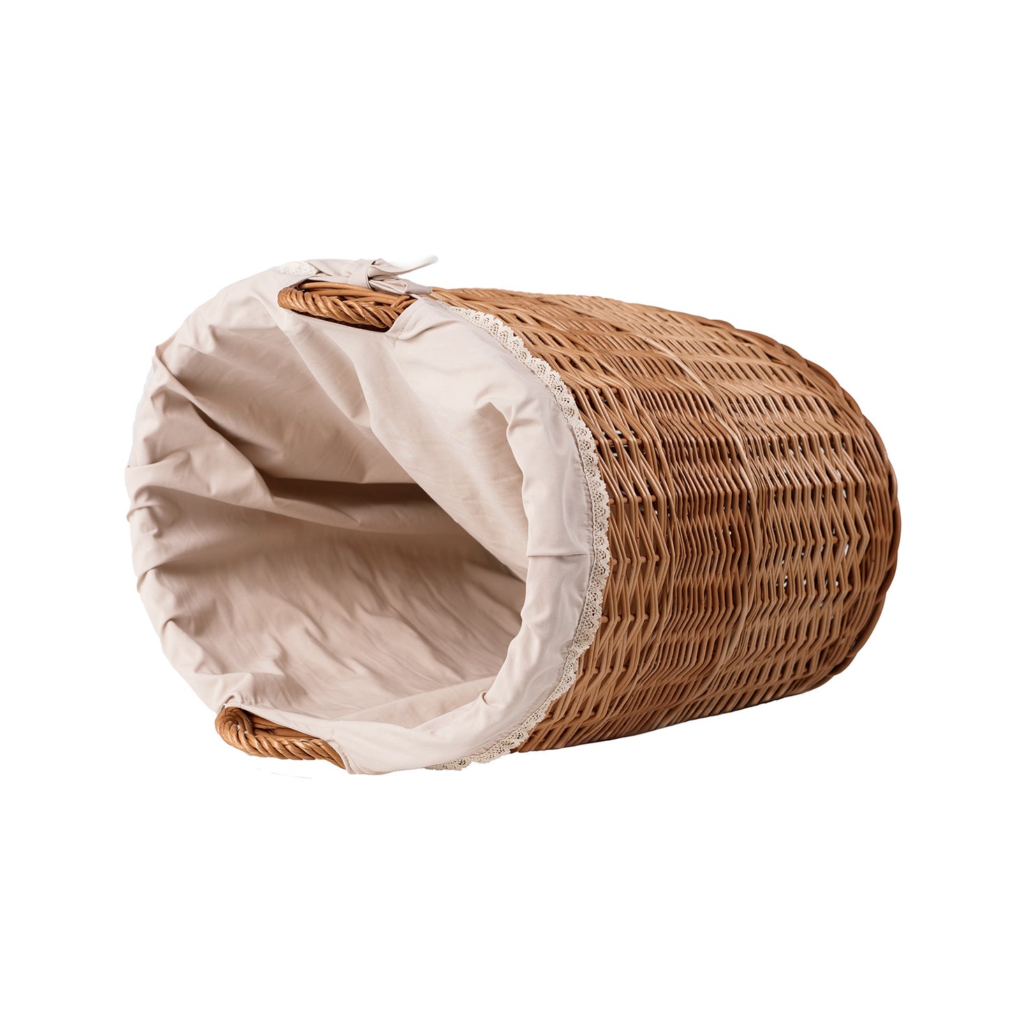 Celia διακοσμητικό καλάθι από ψάθα για αποθήκευση με μπεζ επένδυση TheWickerStories