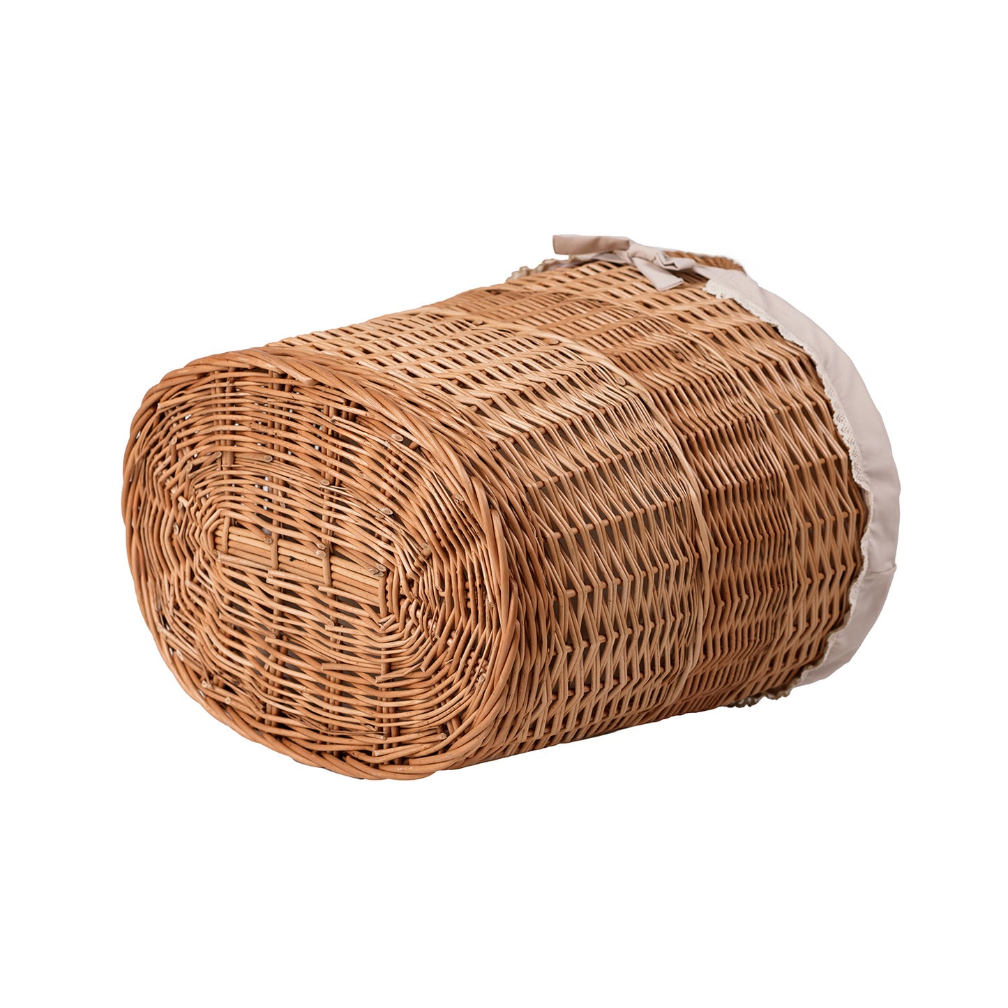 Celia decorative wicker storage basket with beige trim TheWickerStories