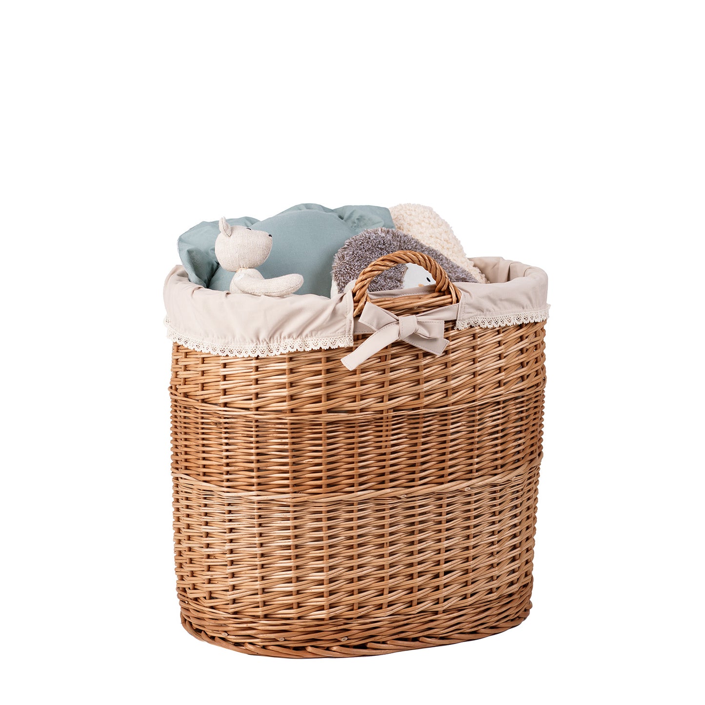 Celia διακοσμητικό καλάθι από ψάθα για αποθήκευση με μπεζ επένδυση TheWickerStories