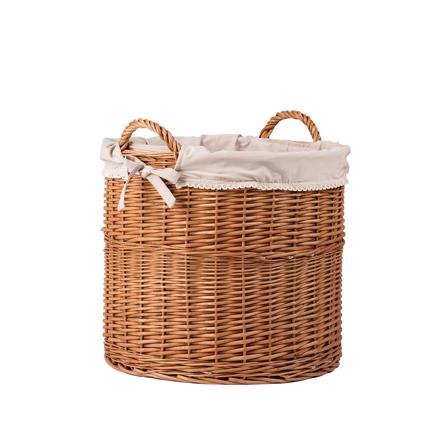 Bawira Weidenkorb zur Aufbewahrung mit beigem Besatz TheWickerStories