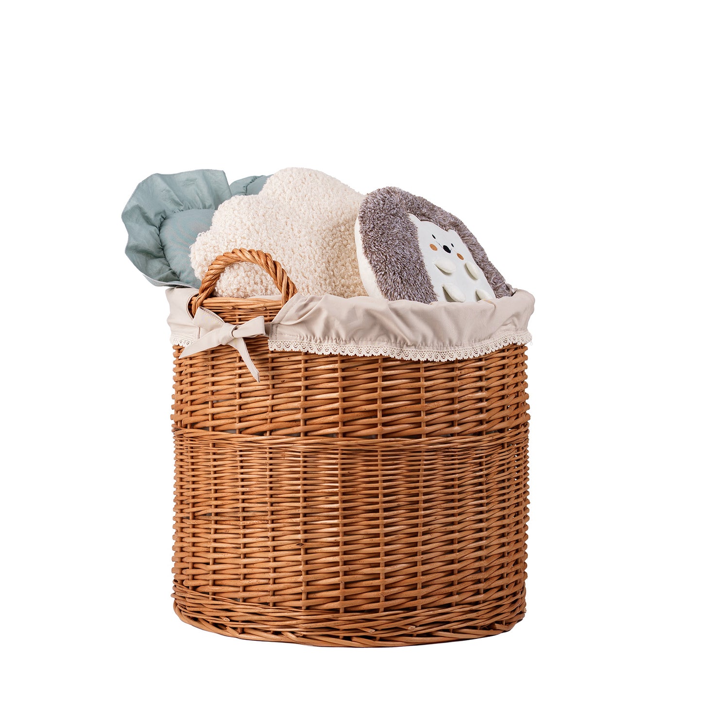 Bawira Weidenkorb zur Aufbewahrung mit beigem Besatz TheWickerStories