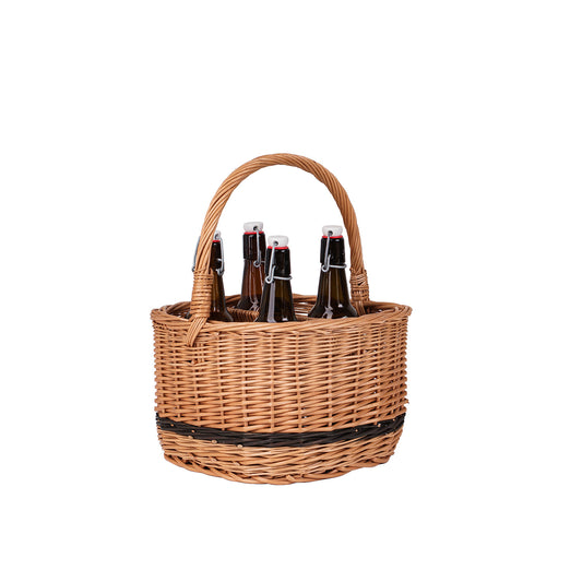 Gisarra wicker bottle basket with compartments and handle
