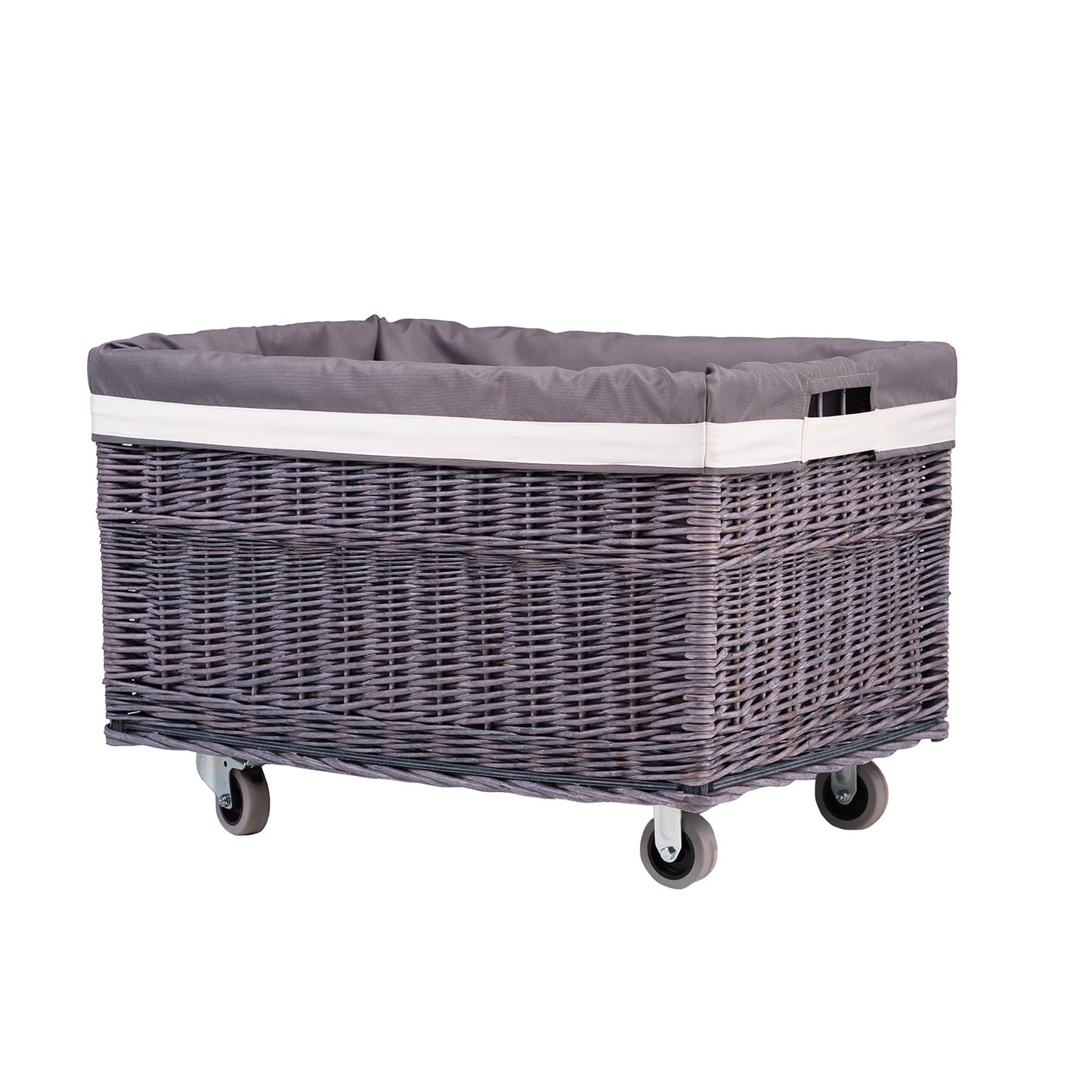 Cervus wiklinowy kosz do przechowywania zabawek z szarym obszyciem TheWickerStories