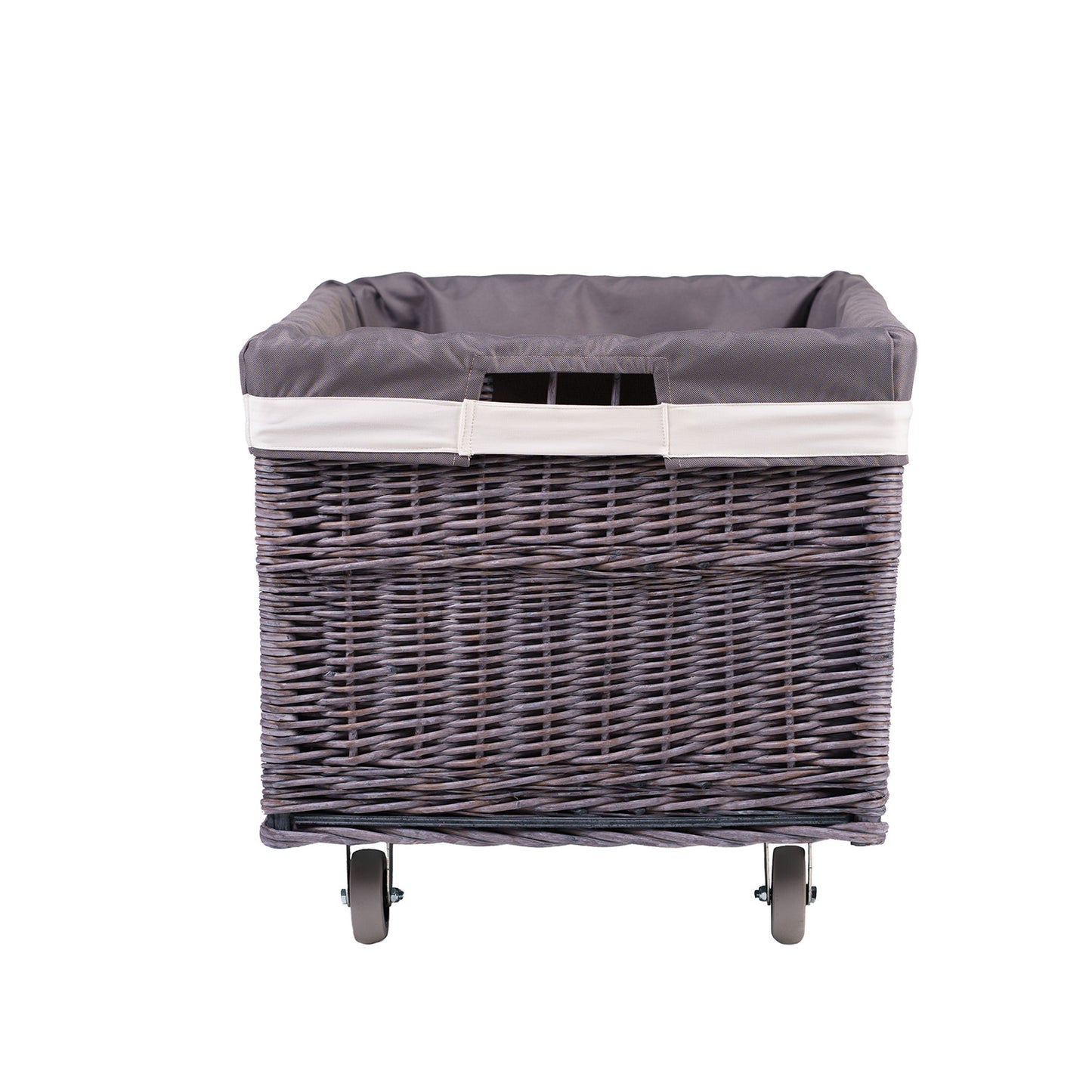 Cervus wiklinowy kosz do przechowywania zabawek z szarym obszyciem TheWickerStories