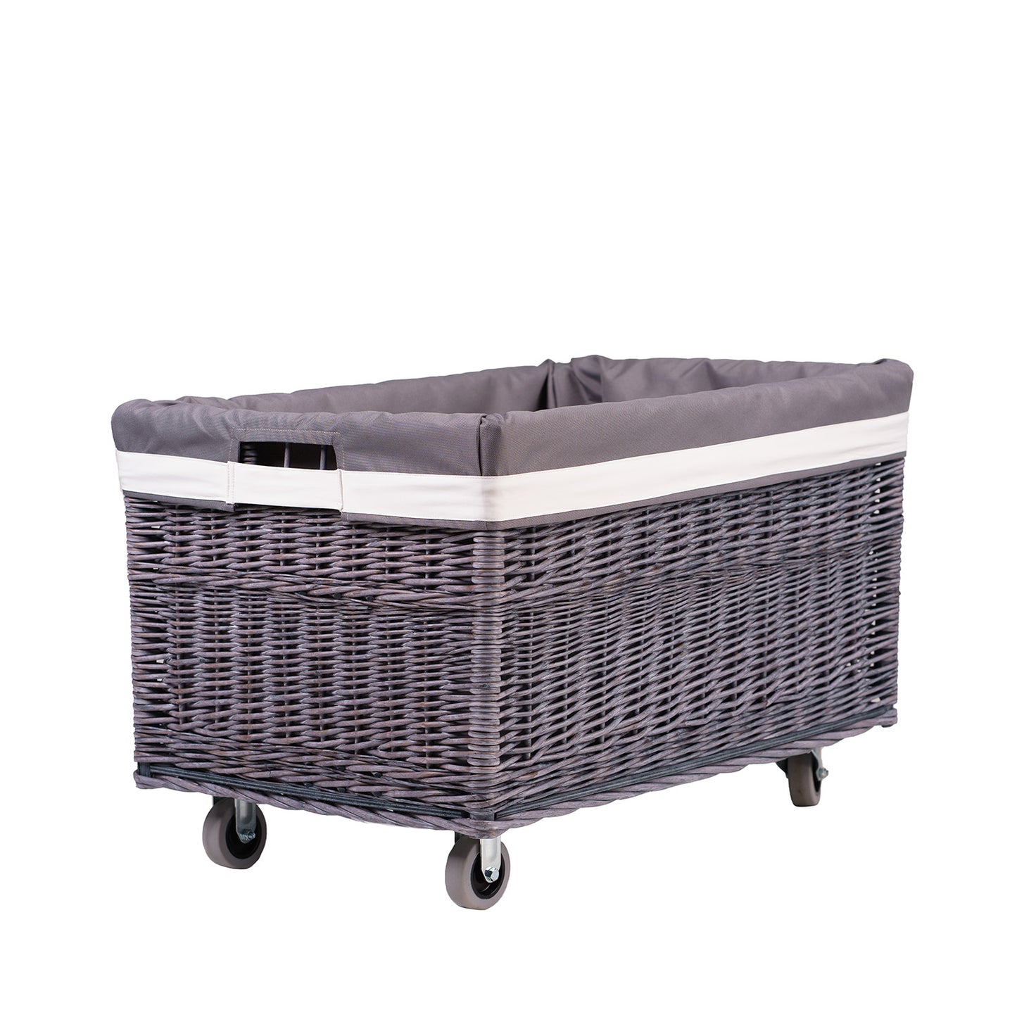 Cervus wiklinowy kosz do przechowywania zabawek z szarym obszyciem TheWickerStories