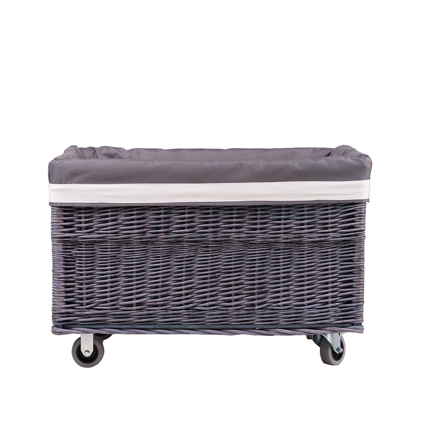 Cervus wiklinowy kosz do przechowywania zabawek z szarym obszyciem TheWickerStories